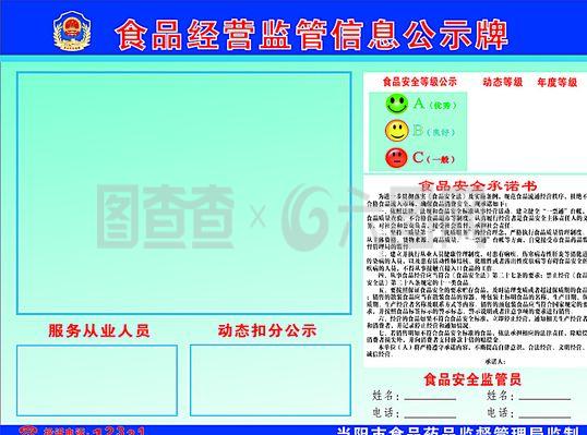 食品经营监管信息公示牌图片